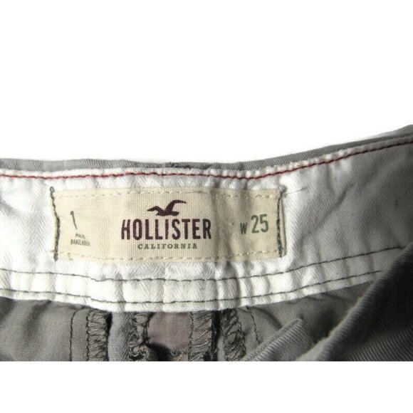 Hollister Booty Shorts Gray Womens Embroidered Logo Seagull Size 1 - Picture 3 of 6